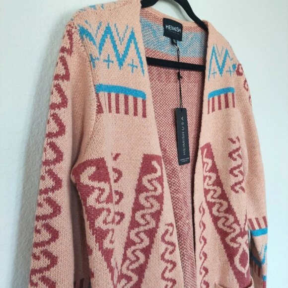 Heimish USA Multi Print Open Front Sweater Cardigan Size S/M NWT - Picture 4 of 8
